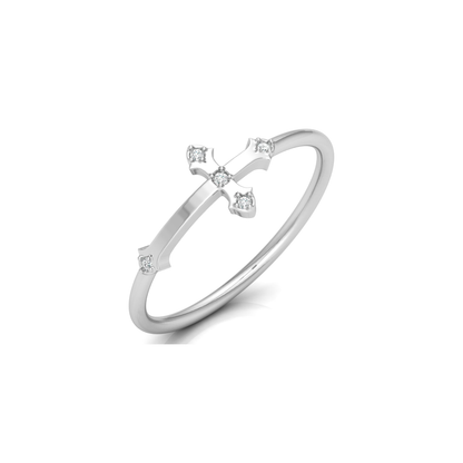 Cathedral Cross Platinum Plated Lab Grown Diamond Ring