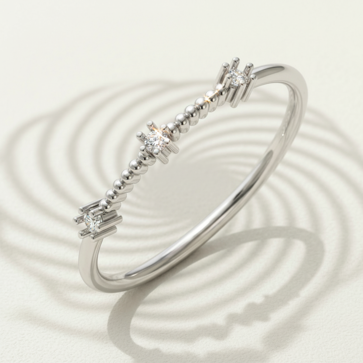 Effervescent Trio Platinum Plated Lab Grown Diamond Ring