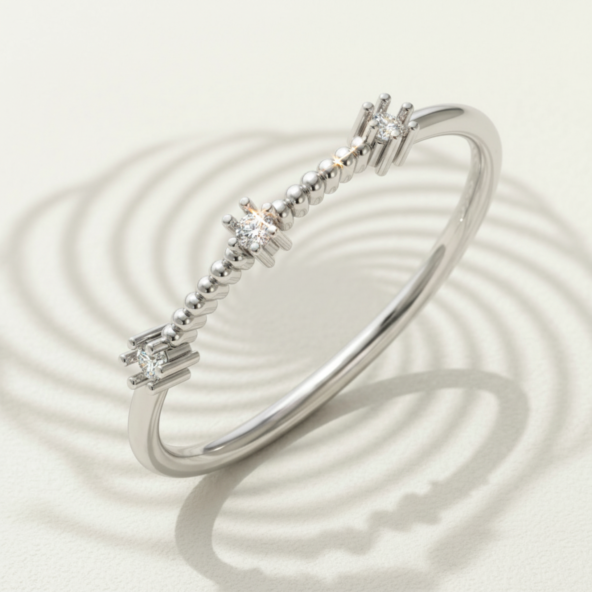 Effervescent Trio Platinum Plated Lab Grown Diamond Ring
