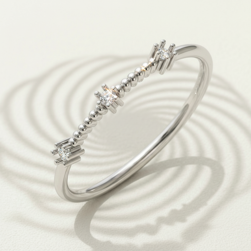 Effervescent Trio Platinum Plated Lab Grown Diamond Ring