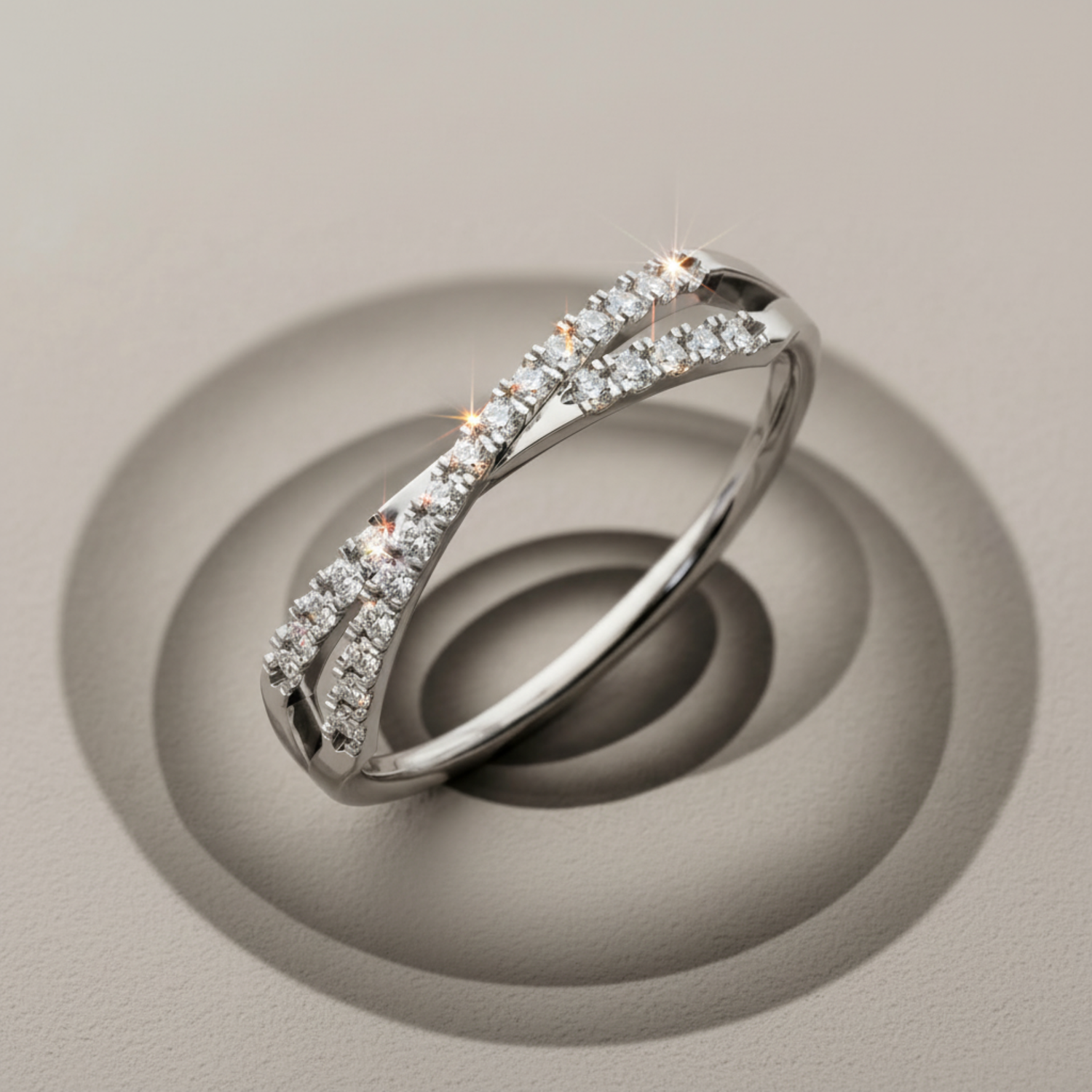 Rippling Current Platinum Plated Lab Grown Diamond Ring