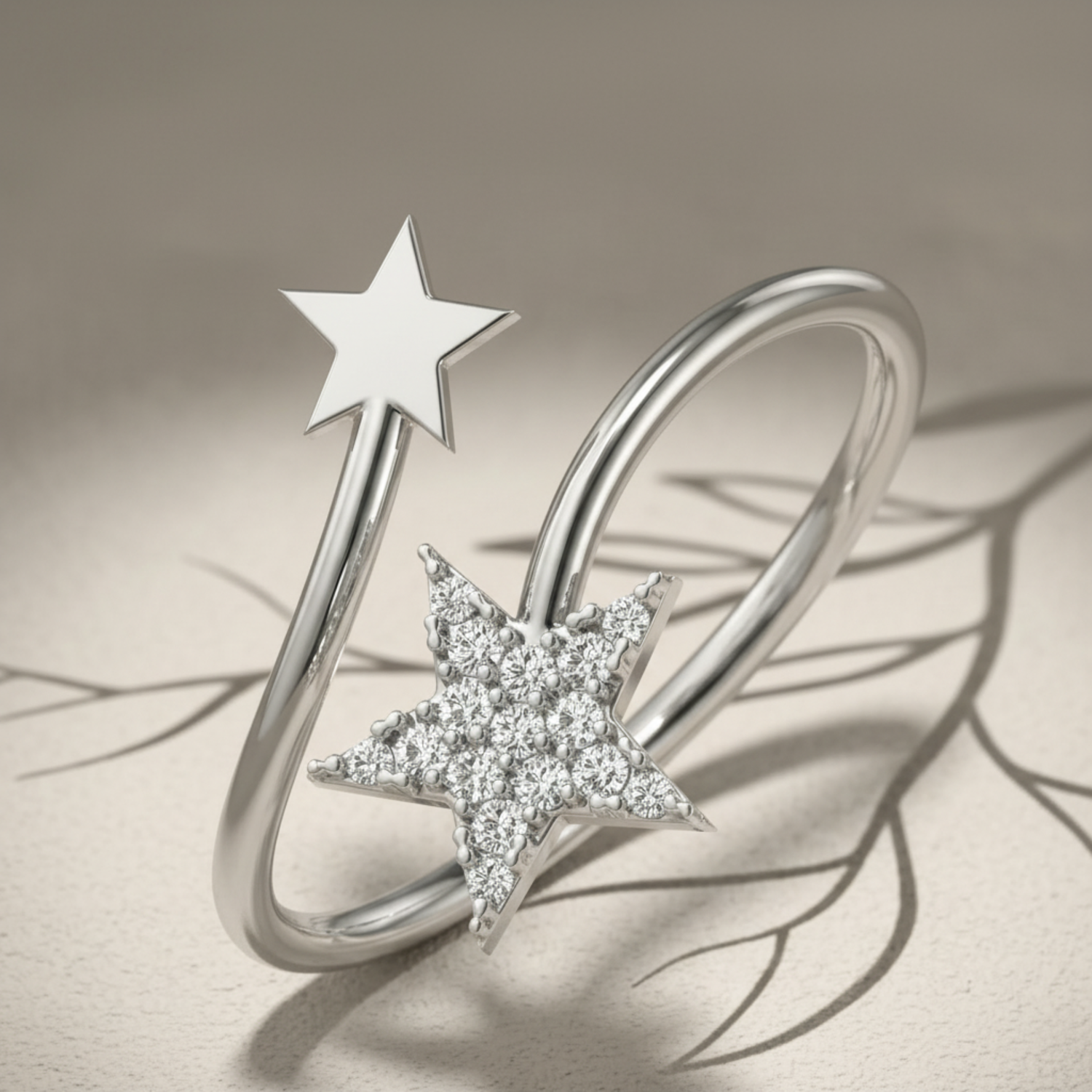 Stellar Collision Platinum Plated Lab Grown Diamond Ring