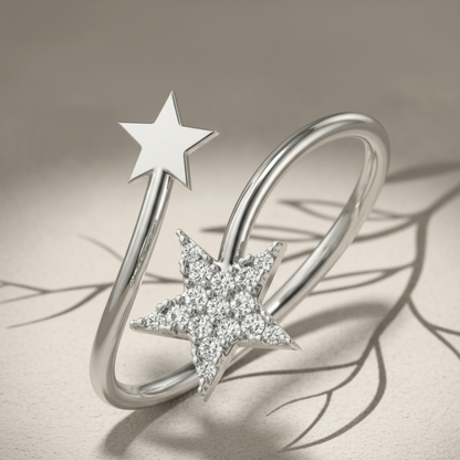 Stellar Collision Platinum Plated Lab Grown Diamond Ring