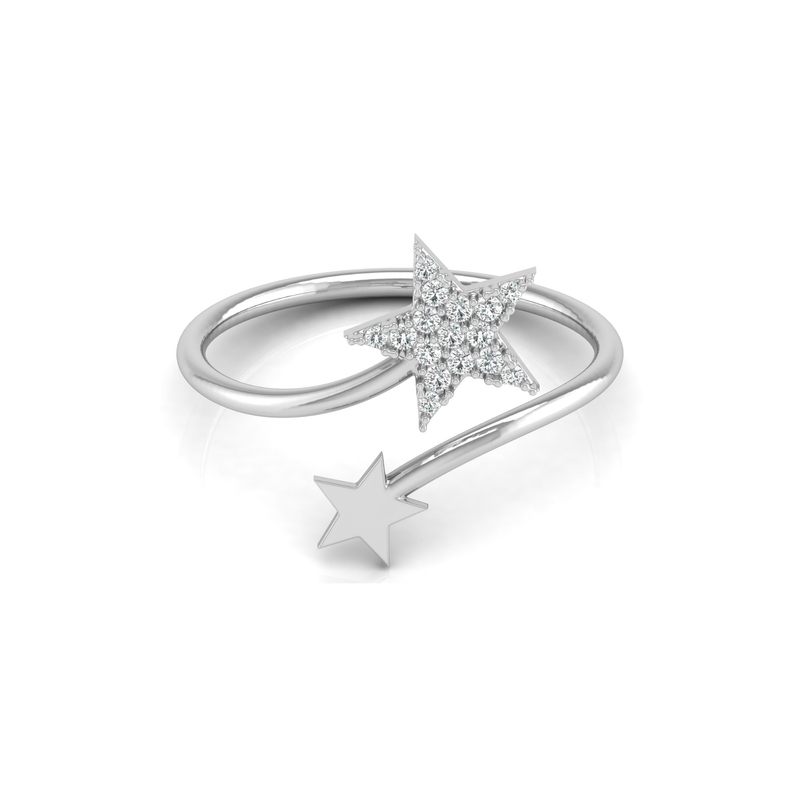 Stellar Collision Platinum Plated Lab Grown Diamond Ring