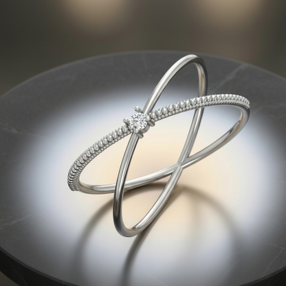 Lunar Crossing Platinum Plated Lab Grown Diamond Ring