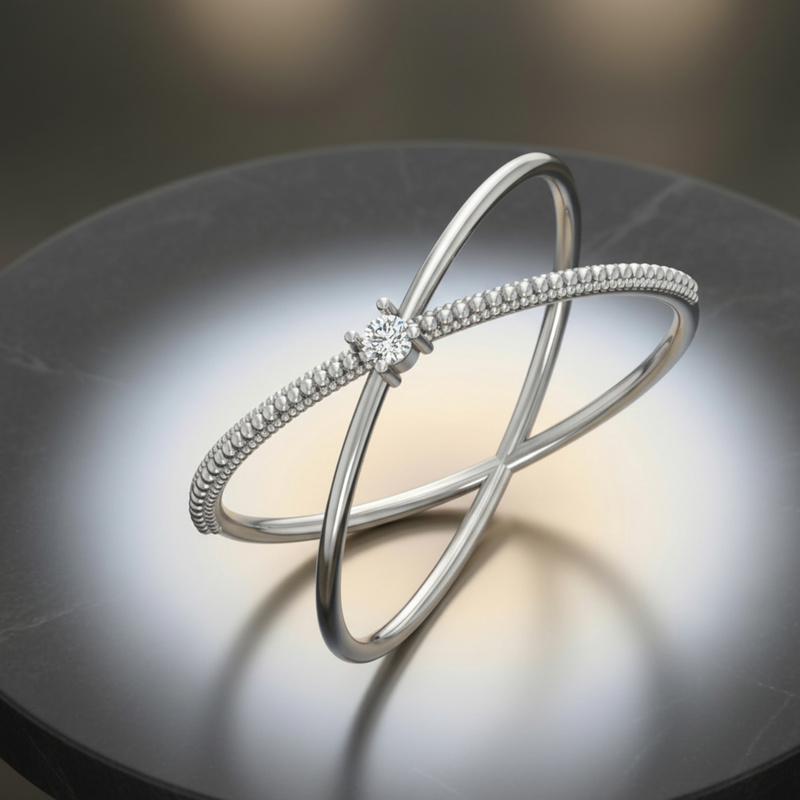 Lunar Crossing Platinum Plated Lab Grown Diamond Ring