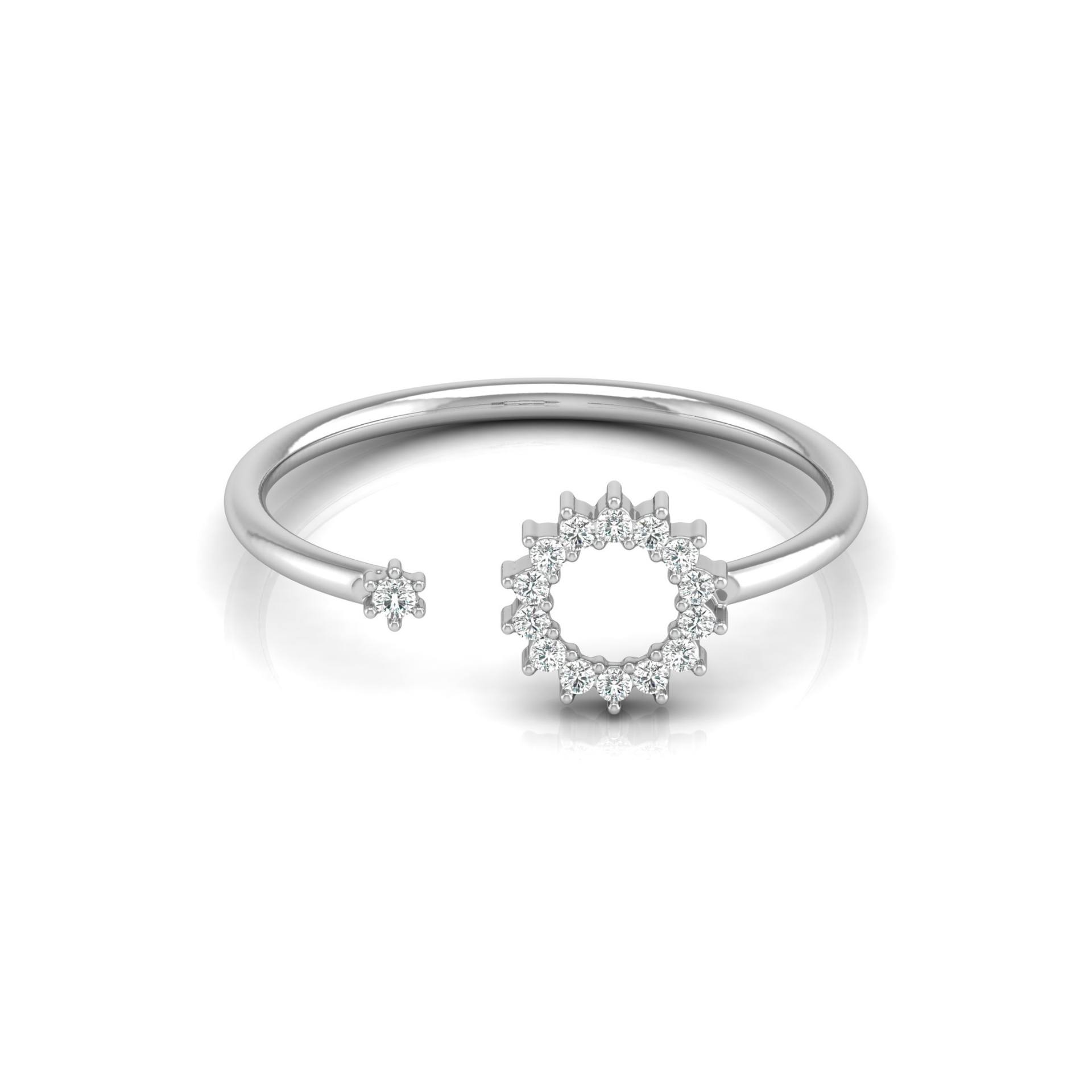 Solar Eclipse Cuff Platinum Plated Lab Grown Diamond Ring