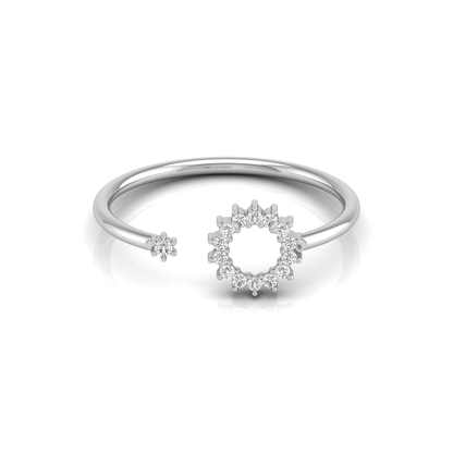 Solar Eclipse Cuff Platinum Plated Lab Grown Diamond Ring