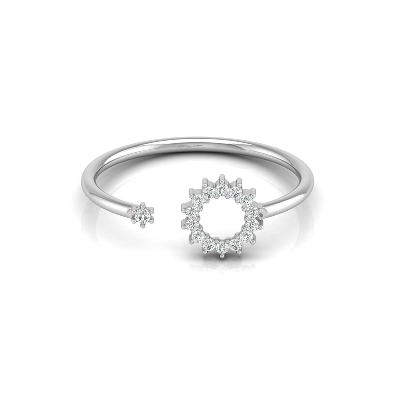 Solar Eclipse Cuff Platinum Plated Lab Grown Diamond Ring