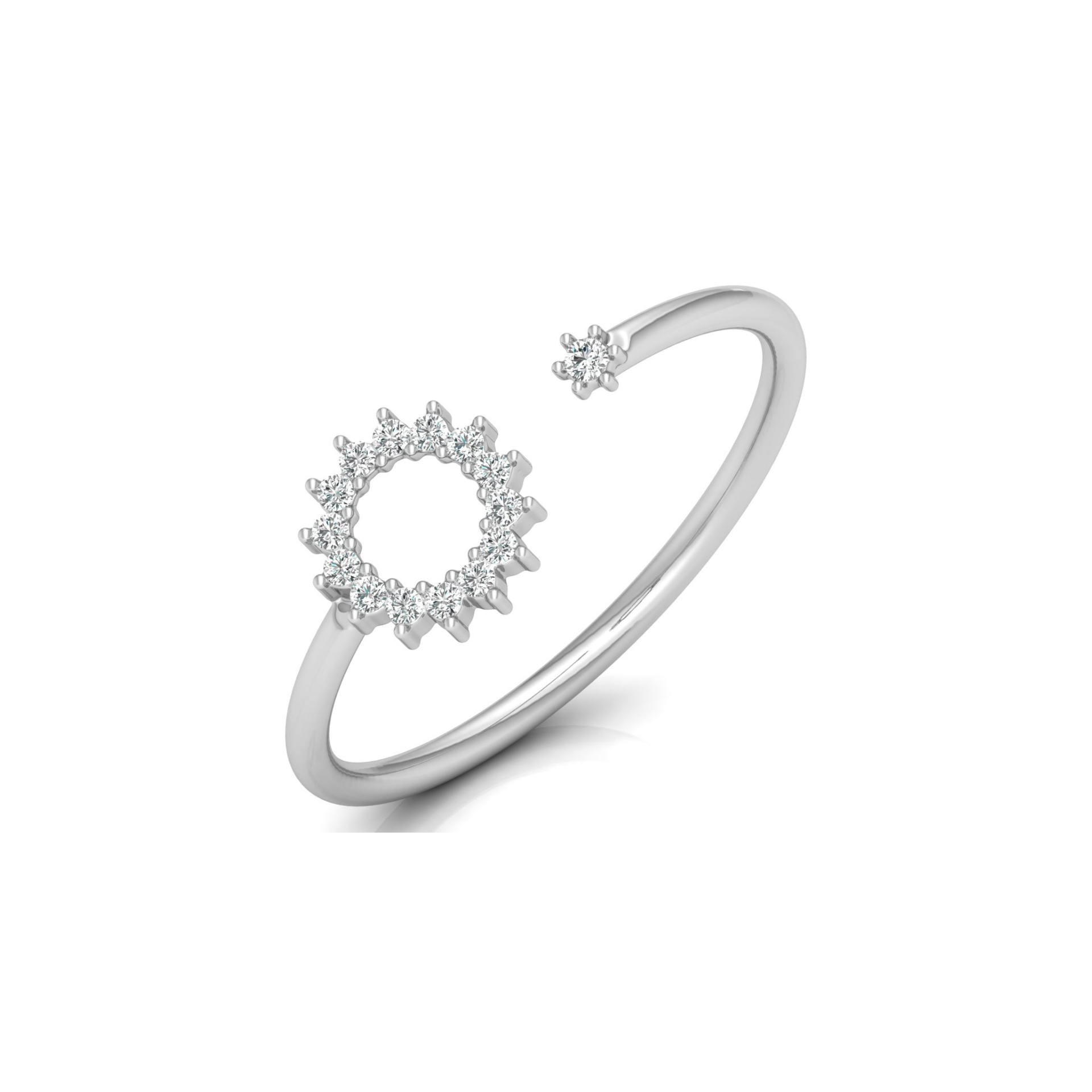 Solar Eclipse Cuff Platinum Plated Lab Grown Diamond Ring