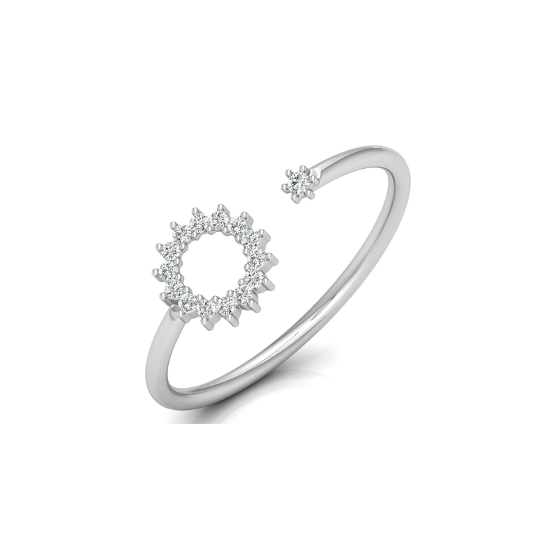 Solar Eclipse Cuff Platinum Plated Lab Grown Diamond Ring