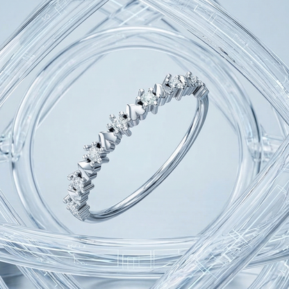 Heartbeat Rail Platinum Plated Lab Grown Diamond Ring