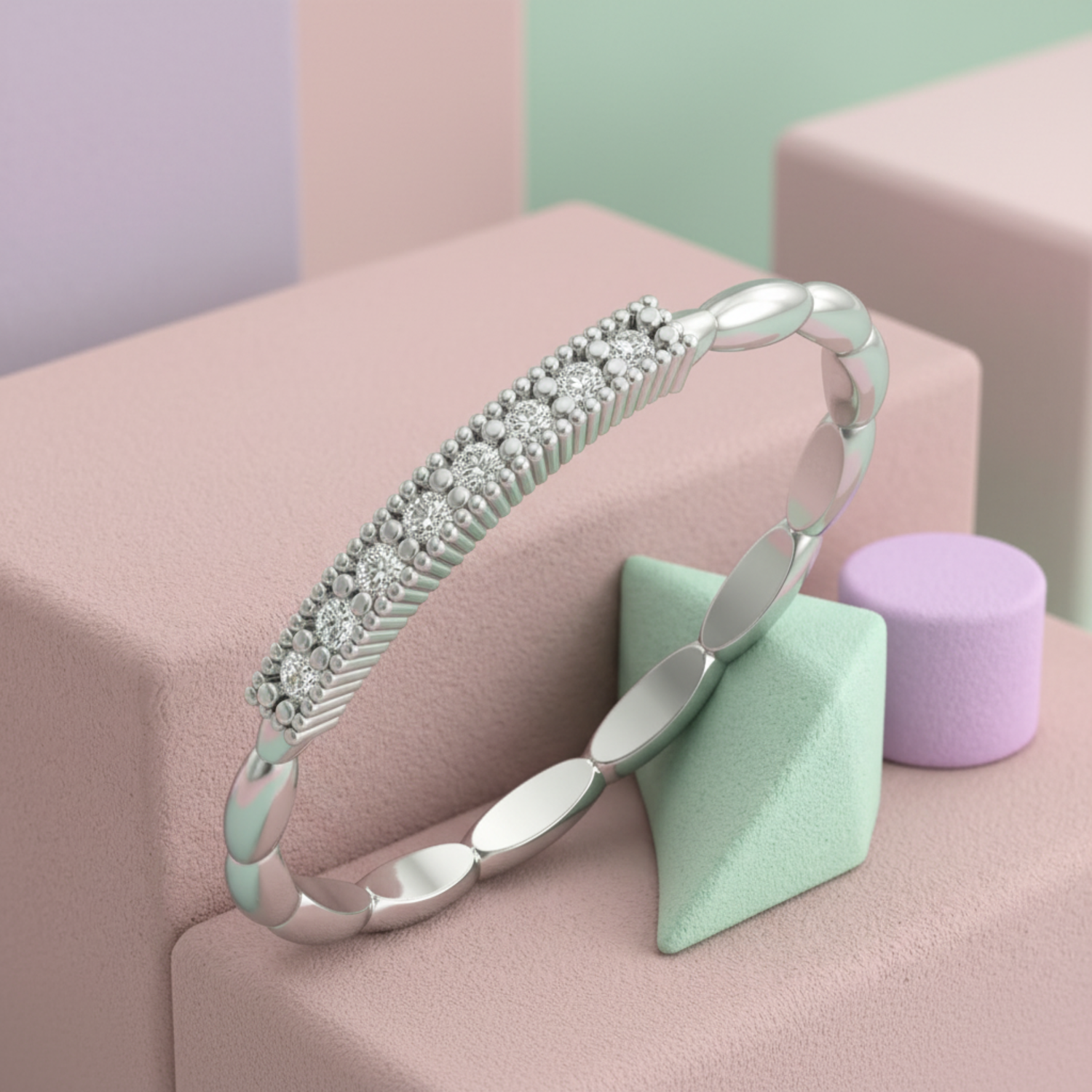 Pebble Path Platinum Plated Lab Grown Diamond Ring