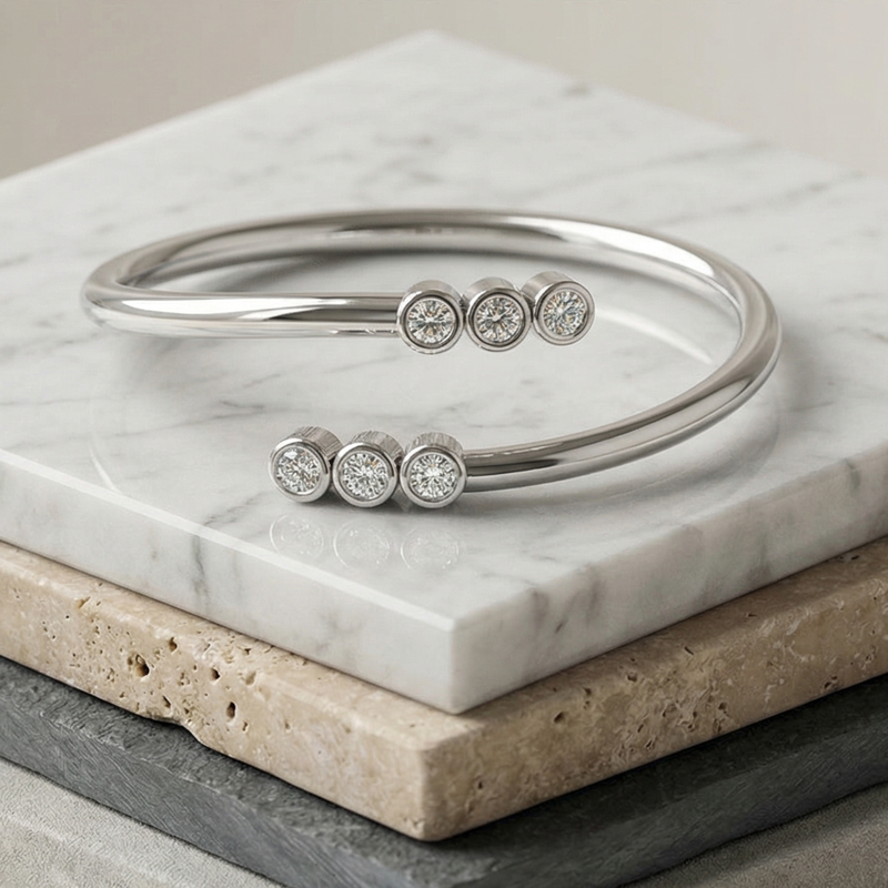 Triple Bezel Wrap Platinum Plated Lab Grown Diamond Ring