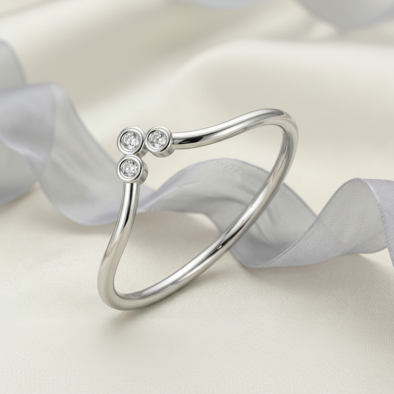 Delta Bezel Platinum Plated Lab Grown Diamond Ring
