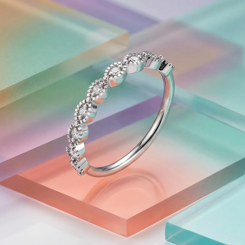 Thistle Link Platinum Plated Lab Grown Diamond Ring
