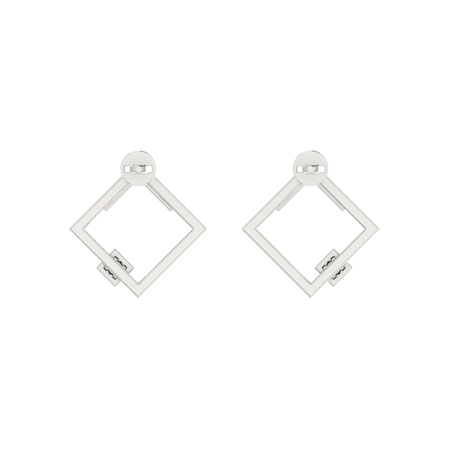 Gallery Frame Platinum Plated Lab Grown Diamond Earrings