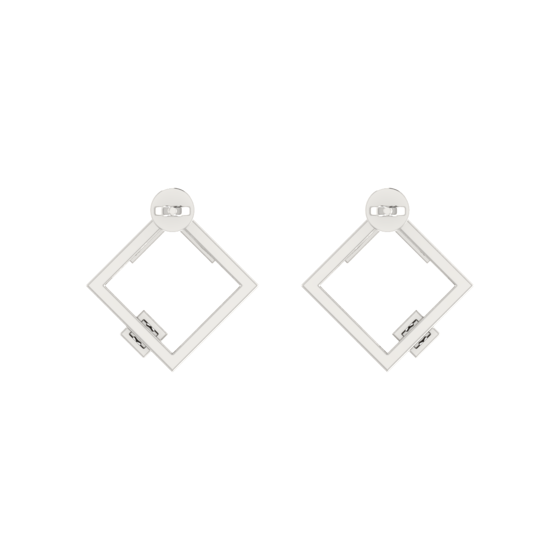Gallery Frame Platinum Plated Lab Grown Diamond Earrings