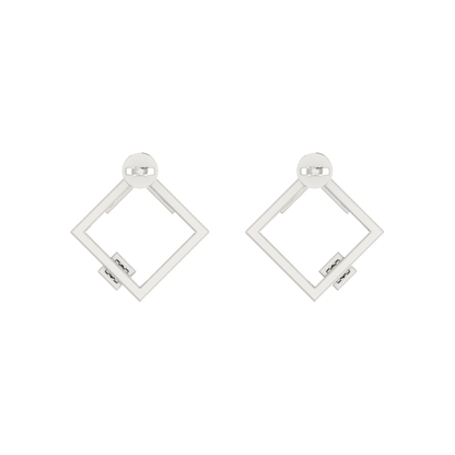 Gallery Frame Platinum Plated Lab Grown Diamond Earrings