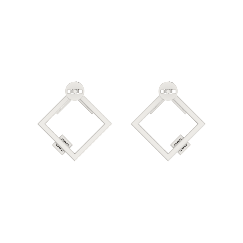 Gallery Frame Platinum Plated Lab Grown Diamond Earrings