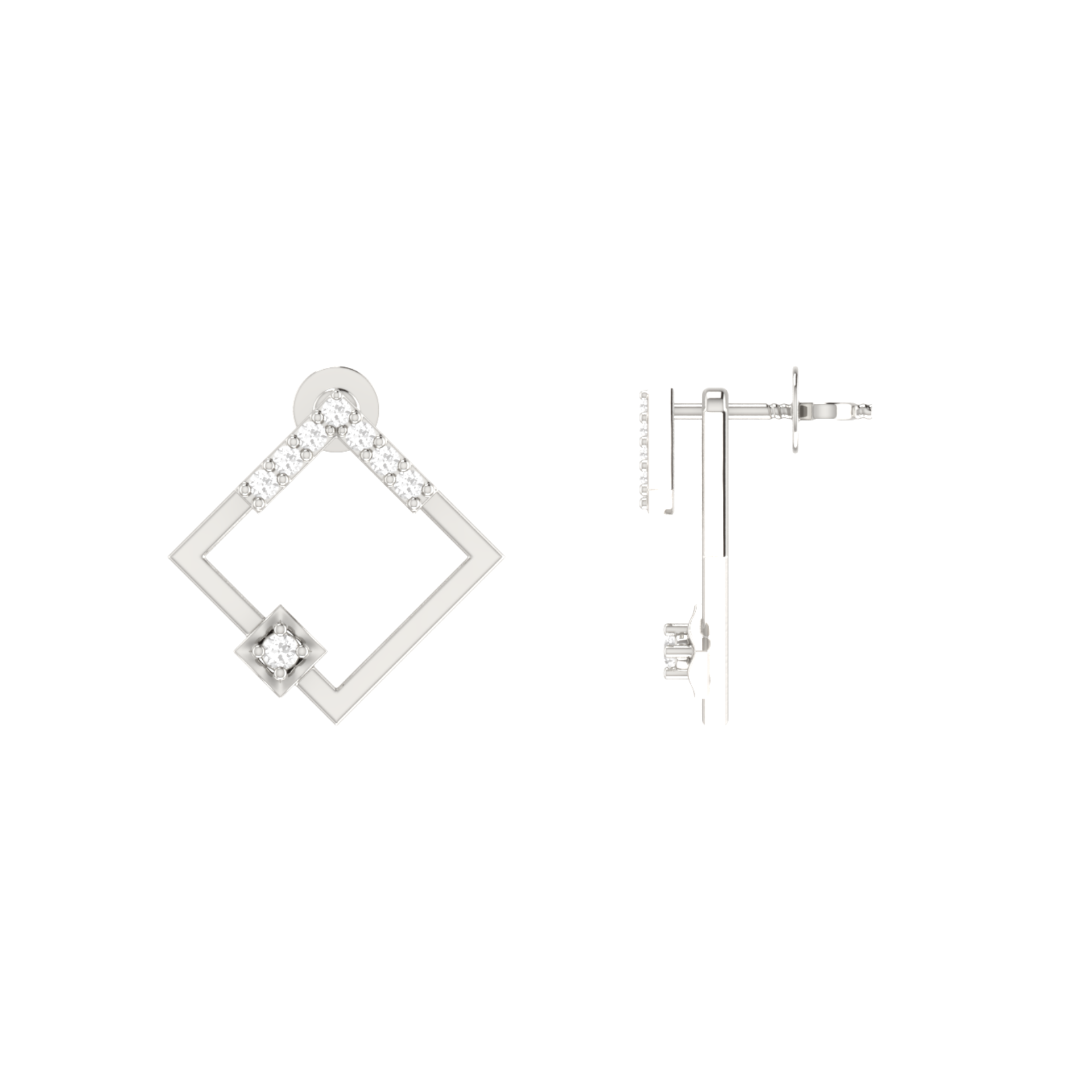 Gallery Frame Platinum Plated Lab Grown Diamond Earrings