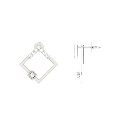 Gallery Frame Platinum Plated Lab Grown Diamond Earrings