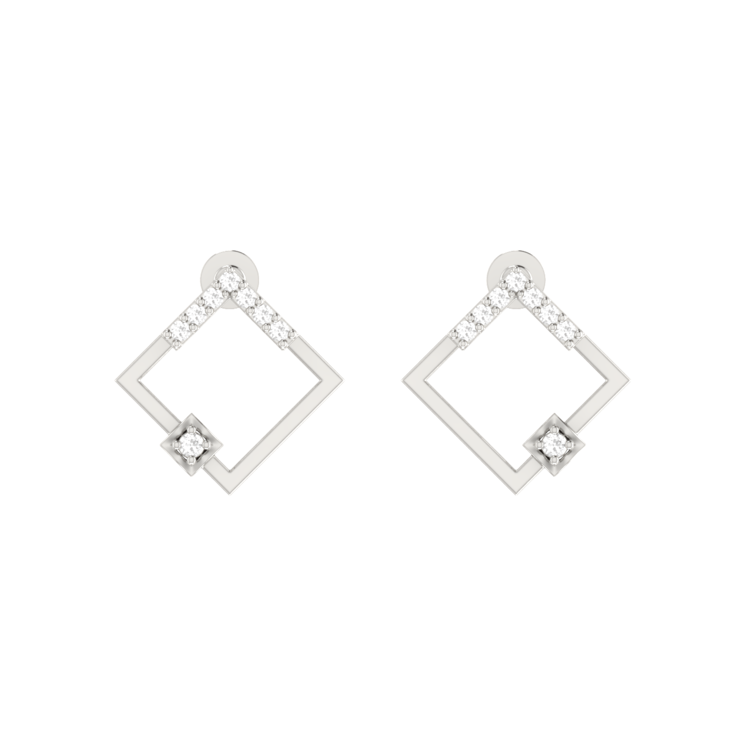 Gallery Frame Platinum Plated Lab Grown Diamond Earrings