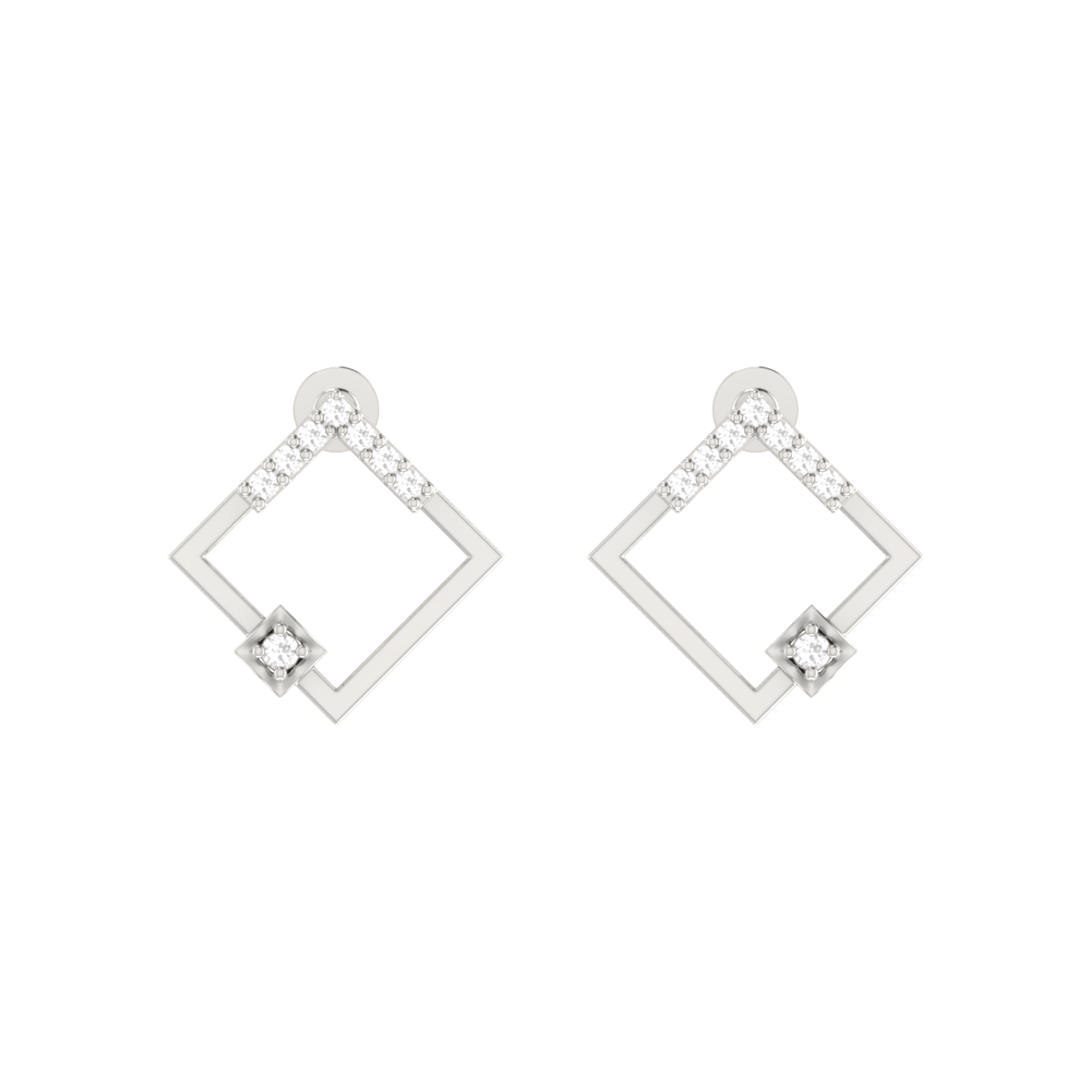 Gallery Frame Platinum Plated Lab Grown Diamond Earrings