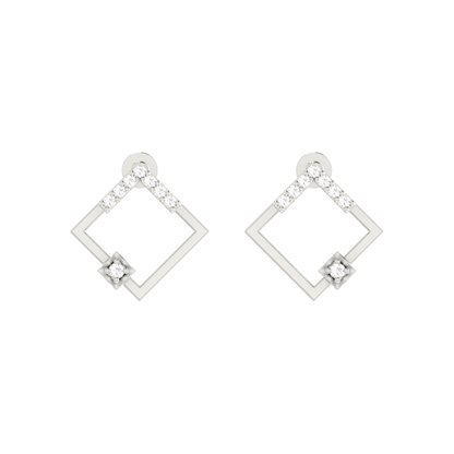 Gallery Frame Platinum Plated Lab Grown Diamond Earrings