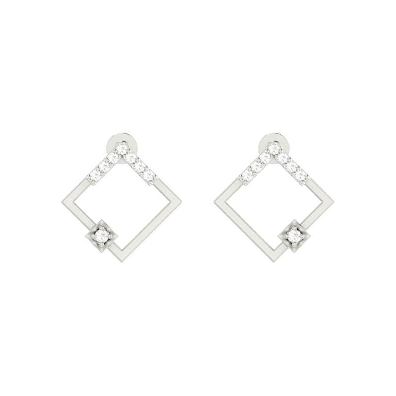 Gallery Frame Platinum Plated Lab Grown Diamond Earrings