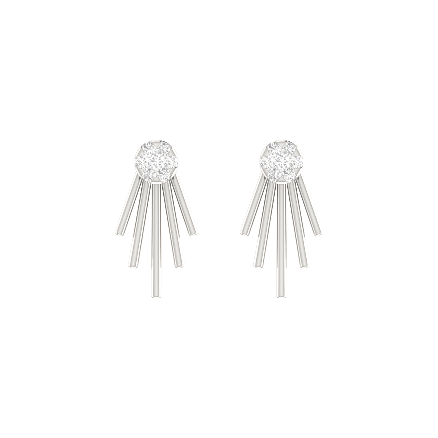 Linear Picket Platinum Plated Lab Grown Diamond Earrings
