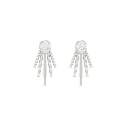 Linear Picket Platinum Plated Lab Grown Diamond Earrings