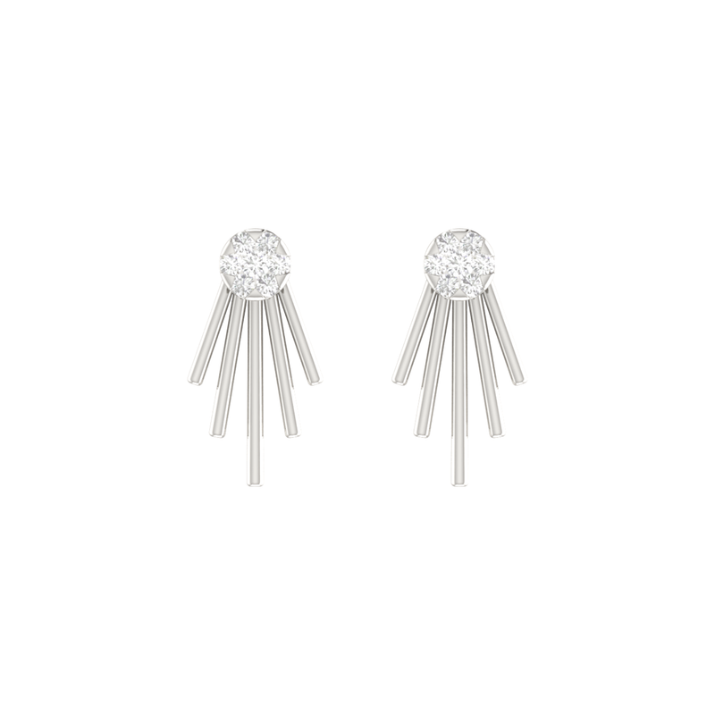 Linear Picket Platinum Plated Lab Grown Diamond Earrings