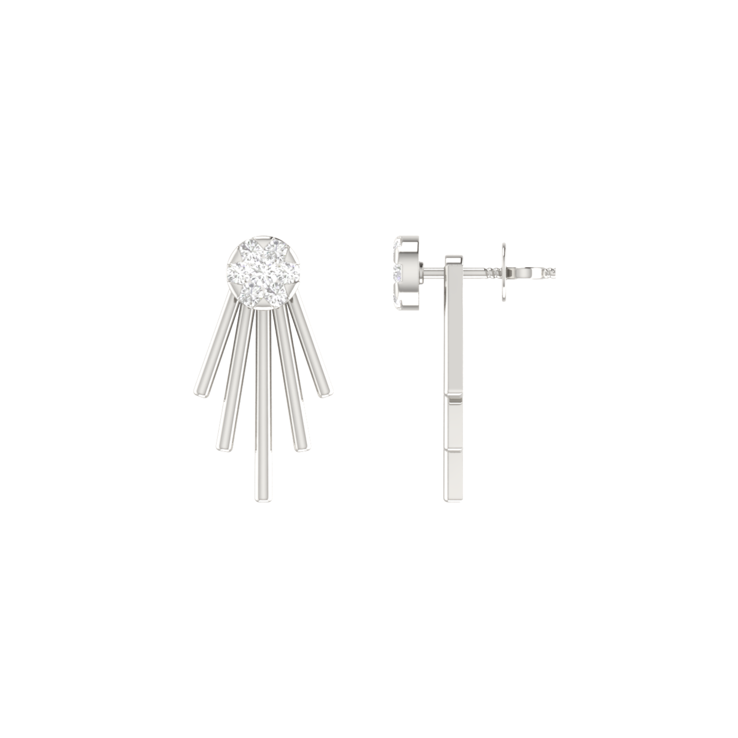 Linear Picket Platinum Plated Lab Grown Diamond Earrings