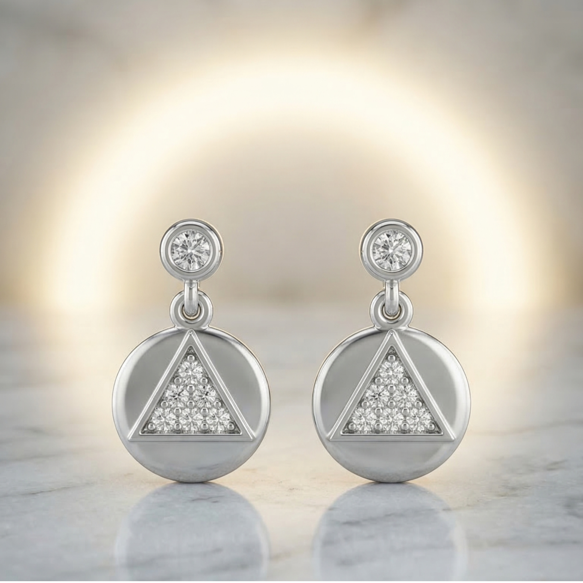 Manifest Medallion Platinum Plated Lab Grown Diamond Earrings