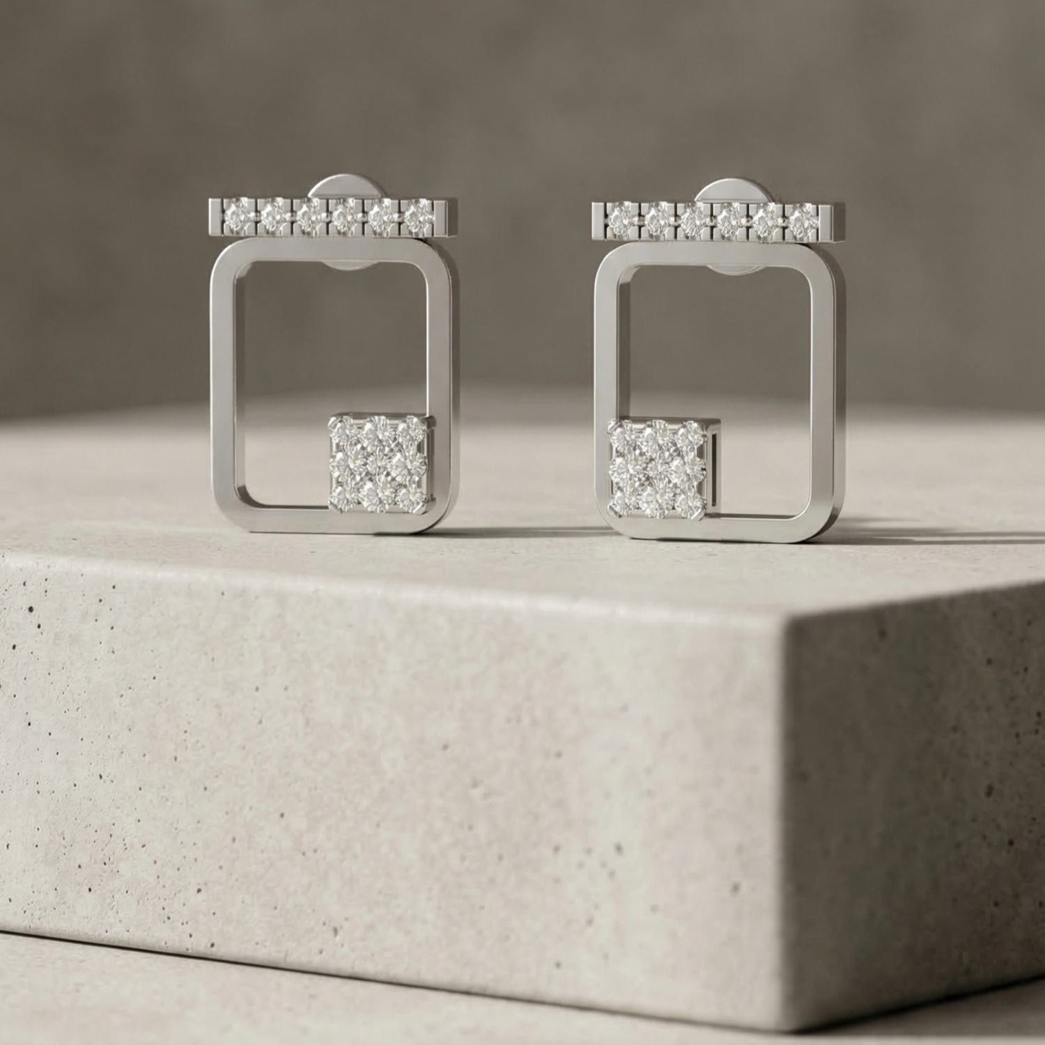 Cipher Geometry Platinum Plated Lab Grown Diamond Earrings