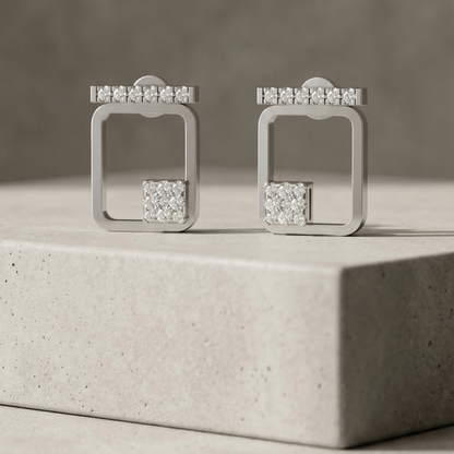 Cipher Geometry Platinum Plated Lab Grown Diamond Earrings