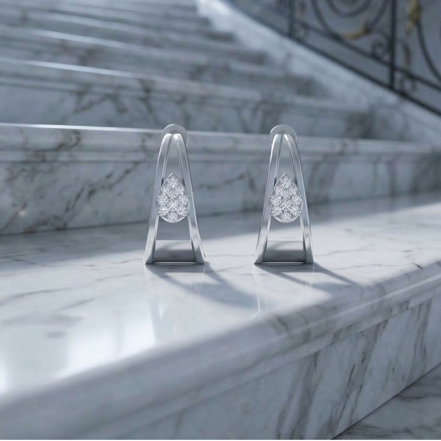 Fluid Frame Platinum Plated Lab Grown Diamond Earrings