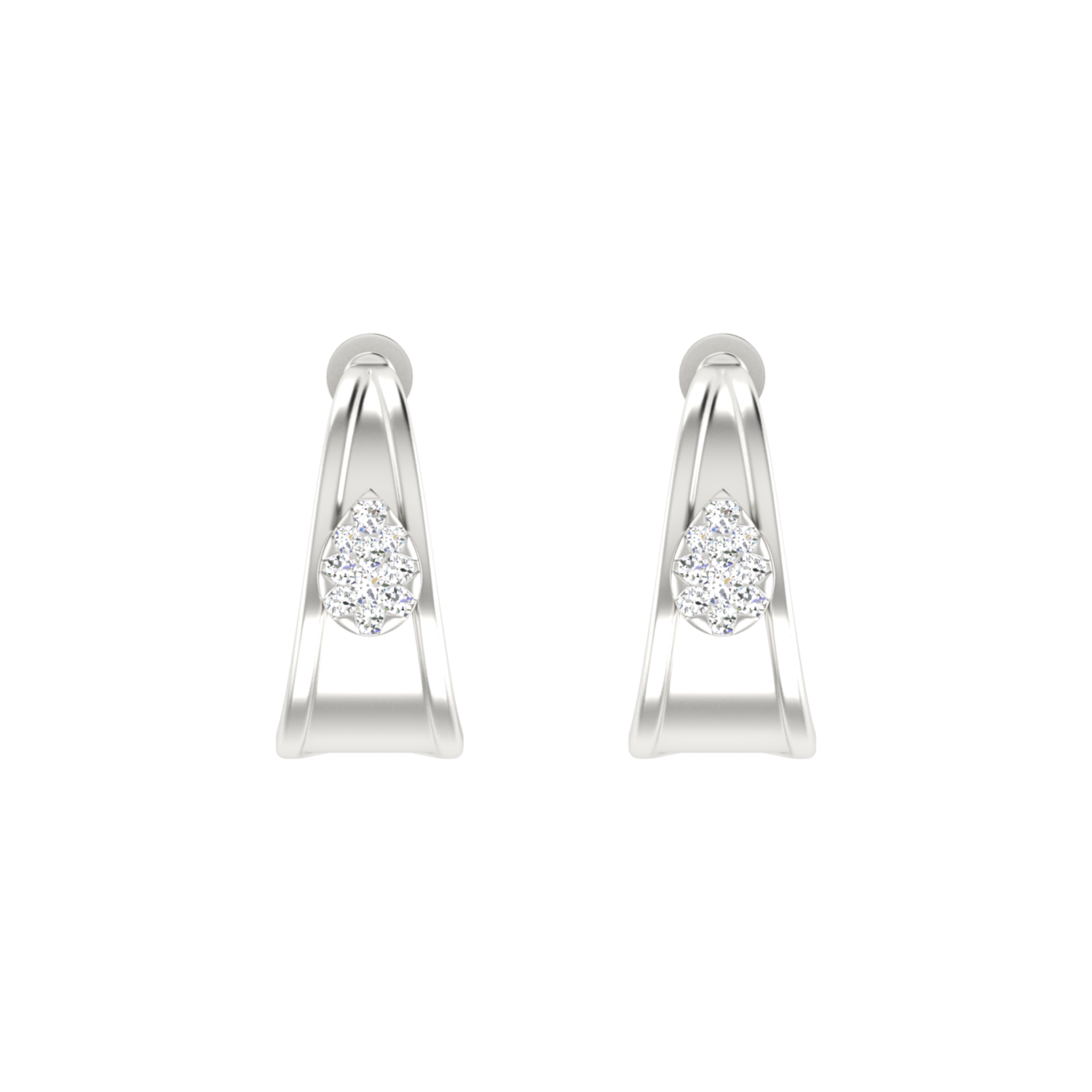 Fluid Frame Platinum Plated Lab Grown Diamond Earrings