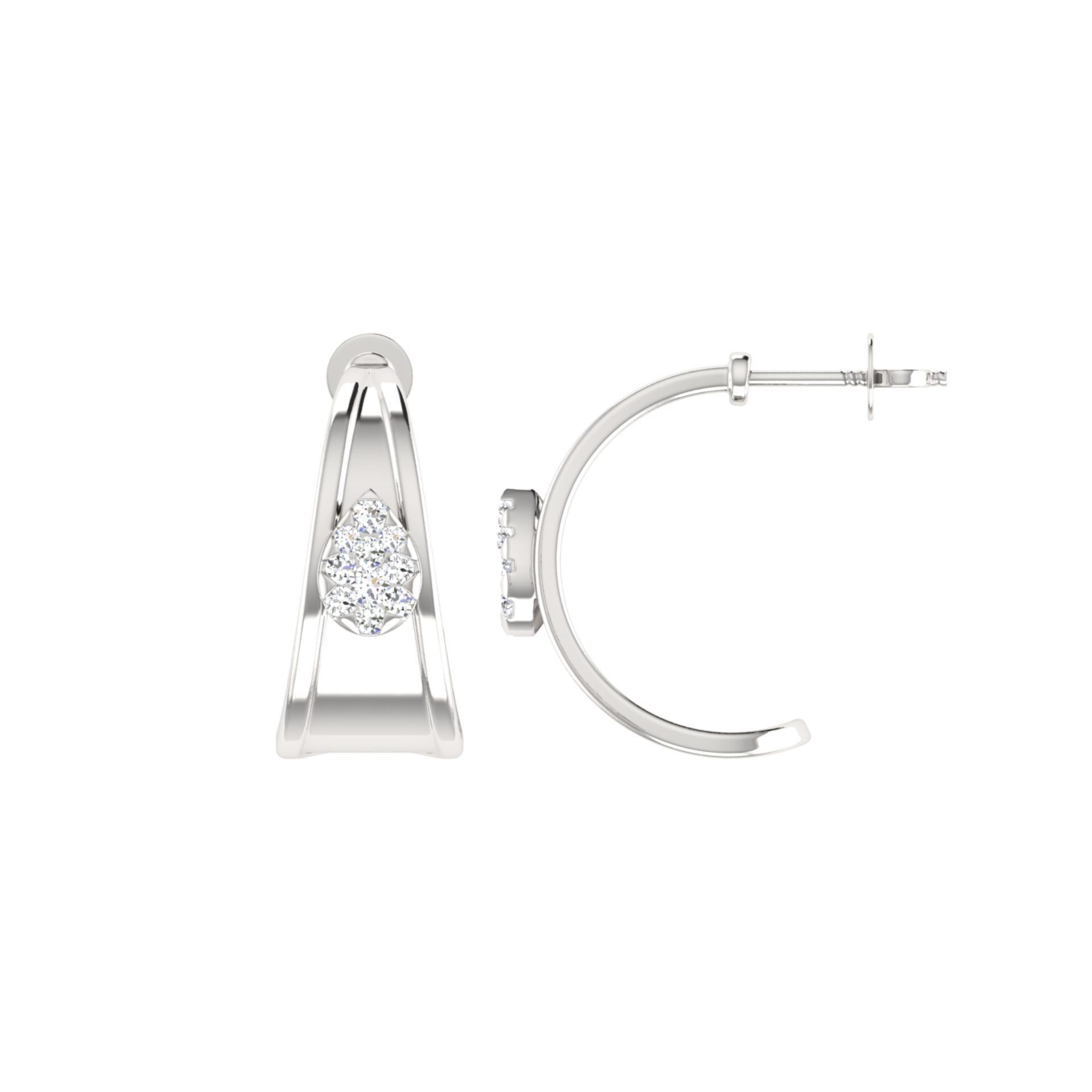Fluid Frame Platinum Plated Lab Grown Diamond Earrings