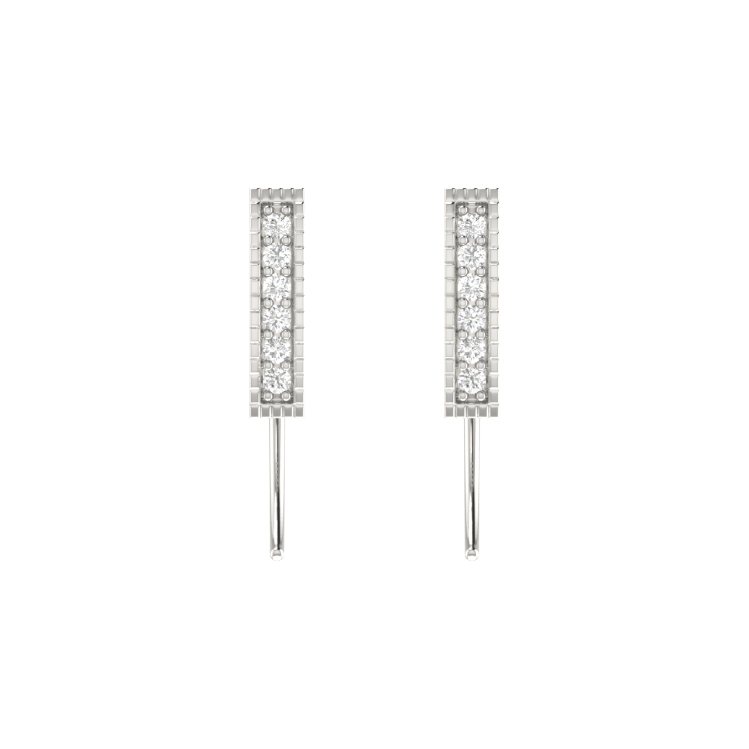 Spire Pave Platinum Plated Lab Grown Diamond Earrings