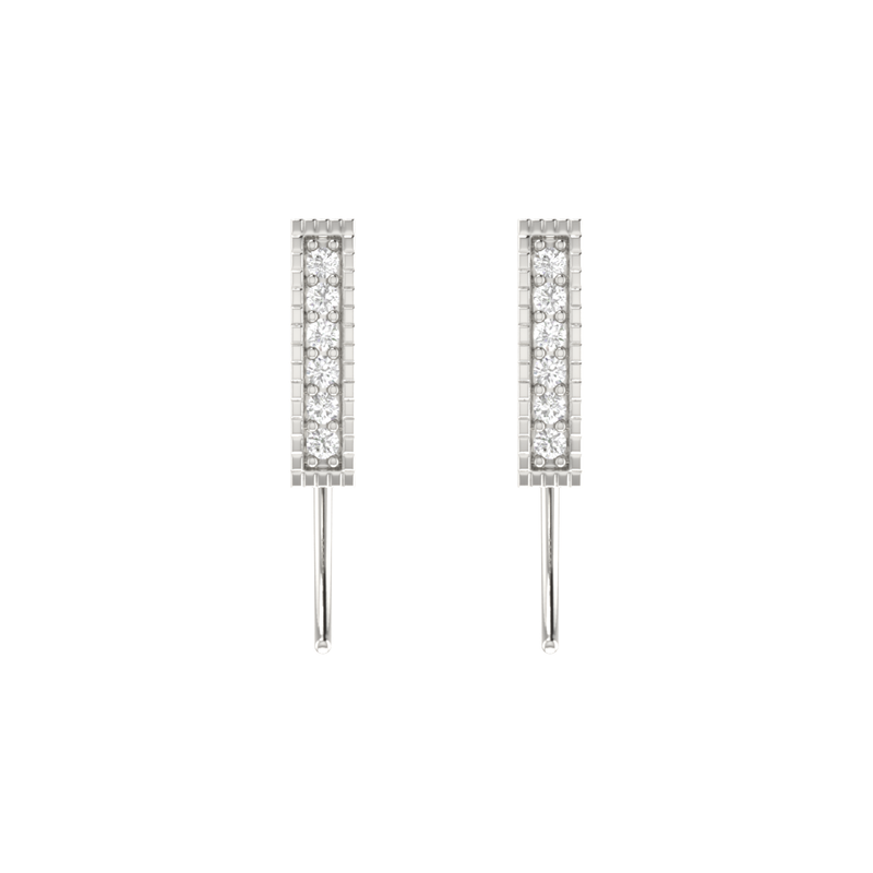 Spire Pave Platinum Plated Lab Grown Diamond Earrings