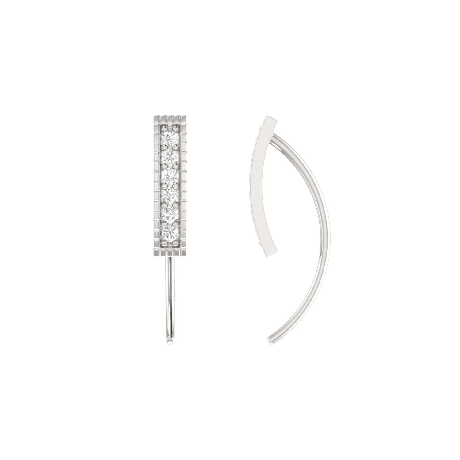 Spire Pave Platinum Plated Lab Grown Diamond Earrings