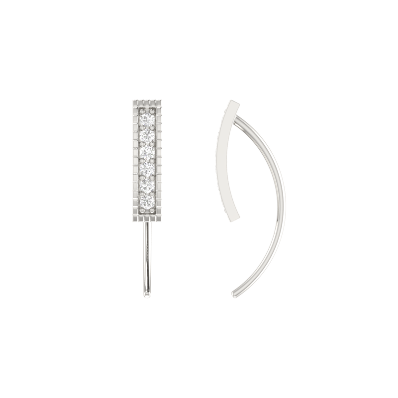 Spire Pave Platinum Plated Lab Grown Diamond Earrings