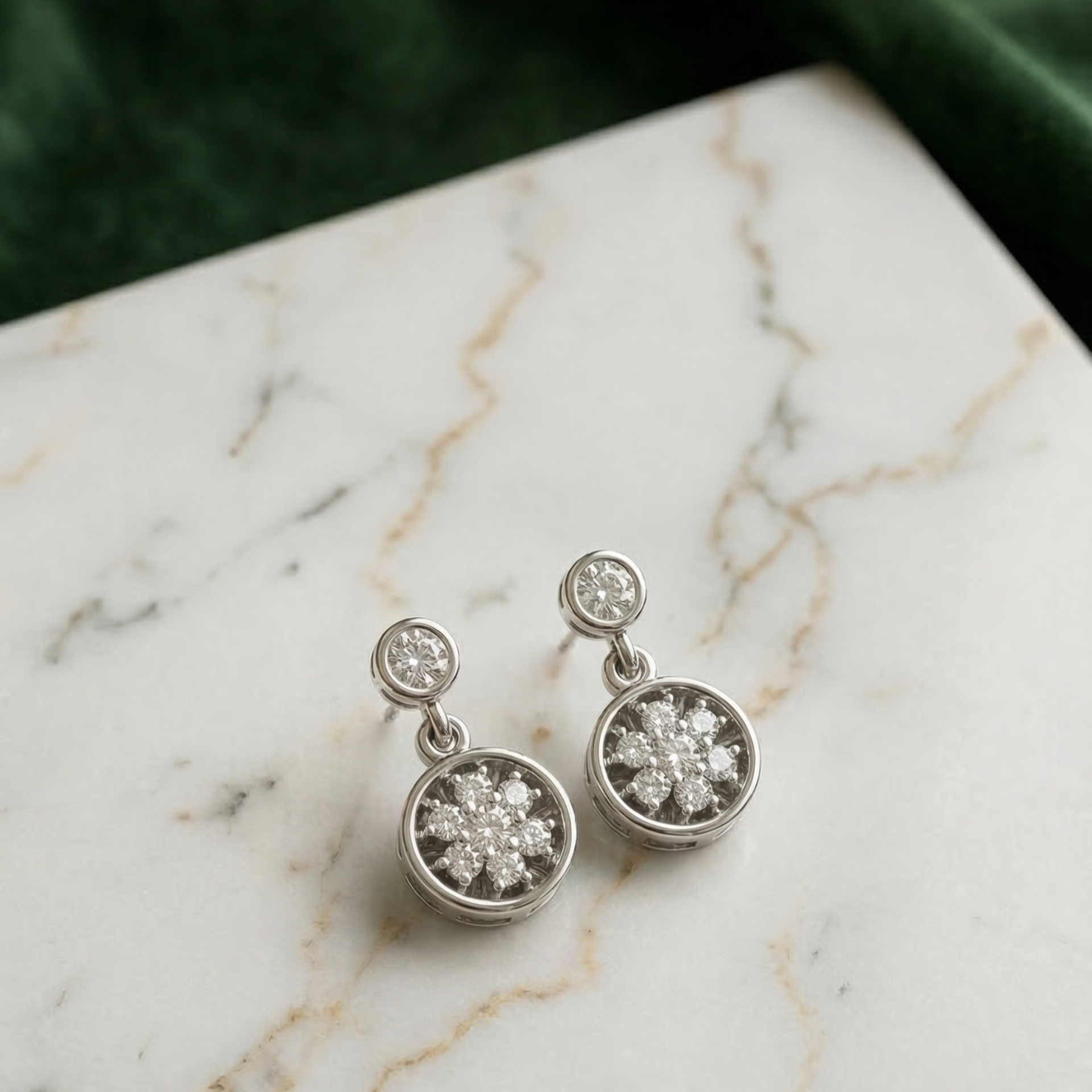 Oculus Cluster Platinum Plated Lab Grown Diamond Earrings