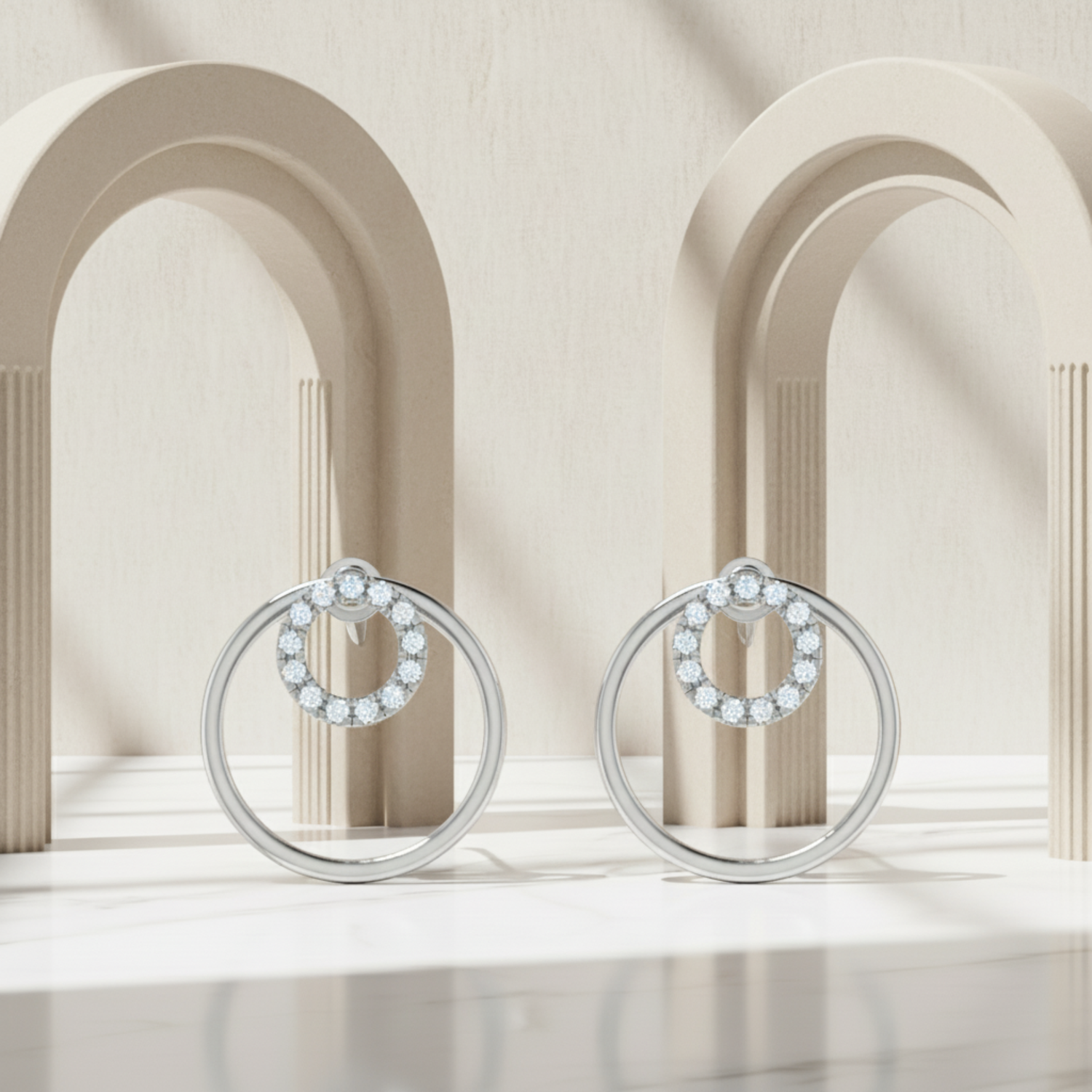 Isotropic Orbit Platinum Plated Lab Grown Diamond Earrings