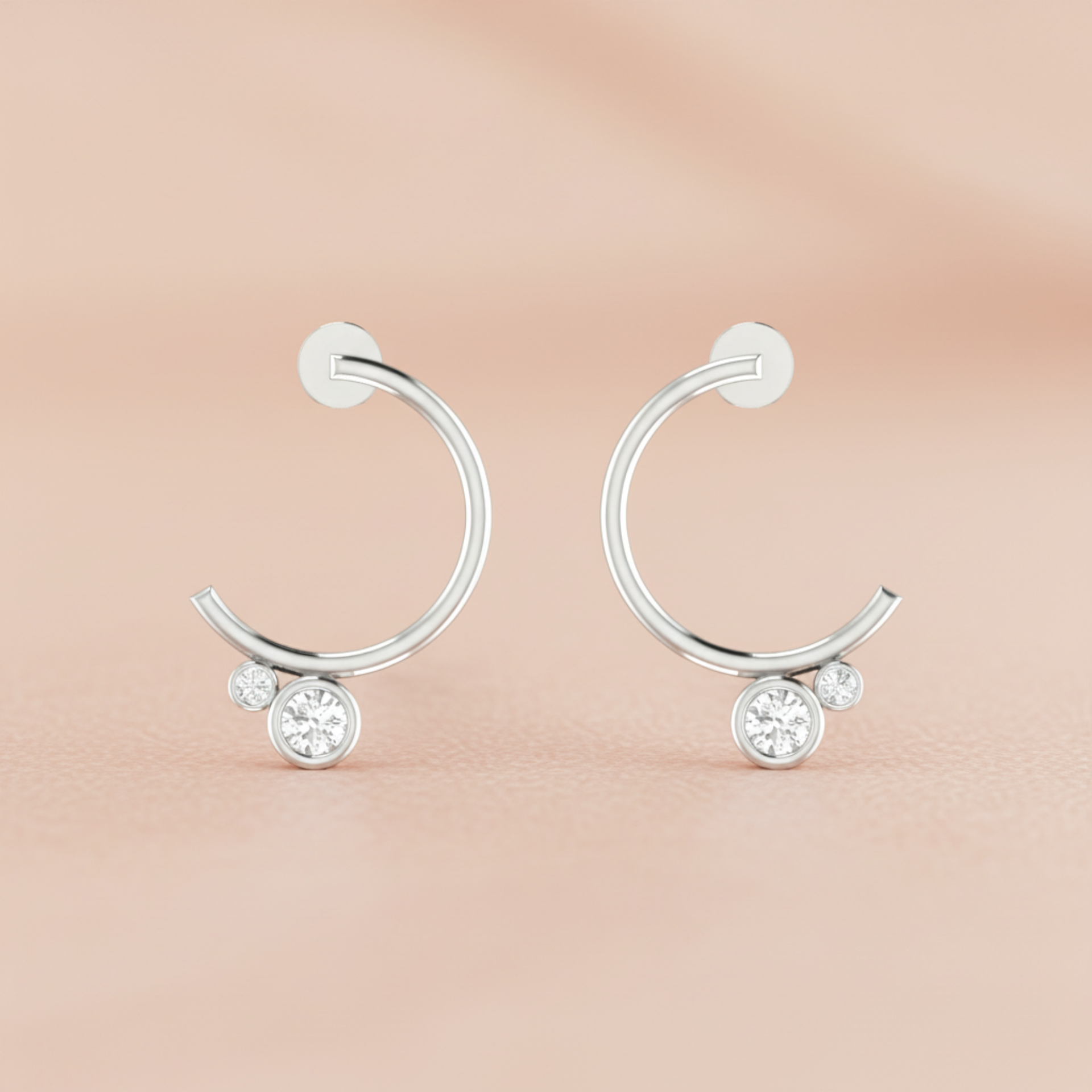 Modulus Curve Platinum Plated Lab Grown Diamond Earrings