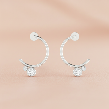 Modulus Curve Platinum Plated Lab Grown Diamond Earrings