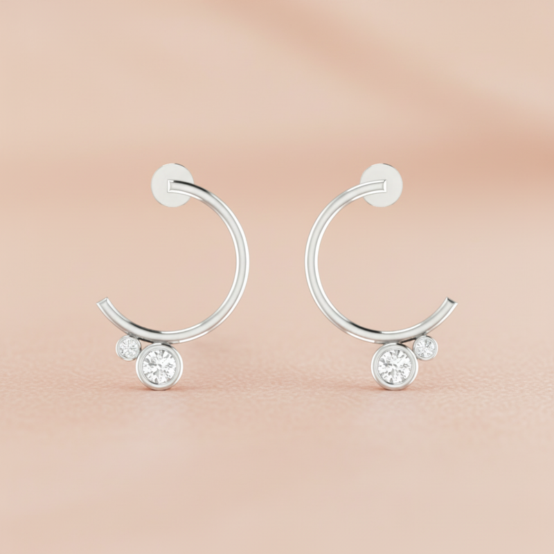 Modulus Curve Platinum Plated Lab Grown Diamond Earrings