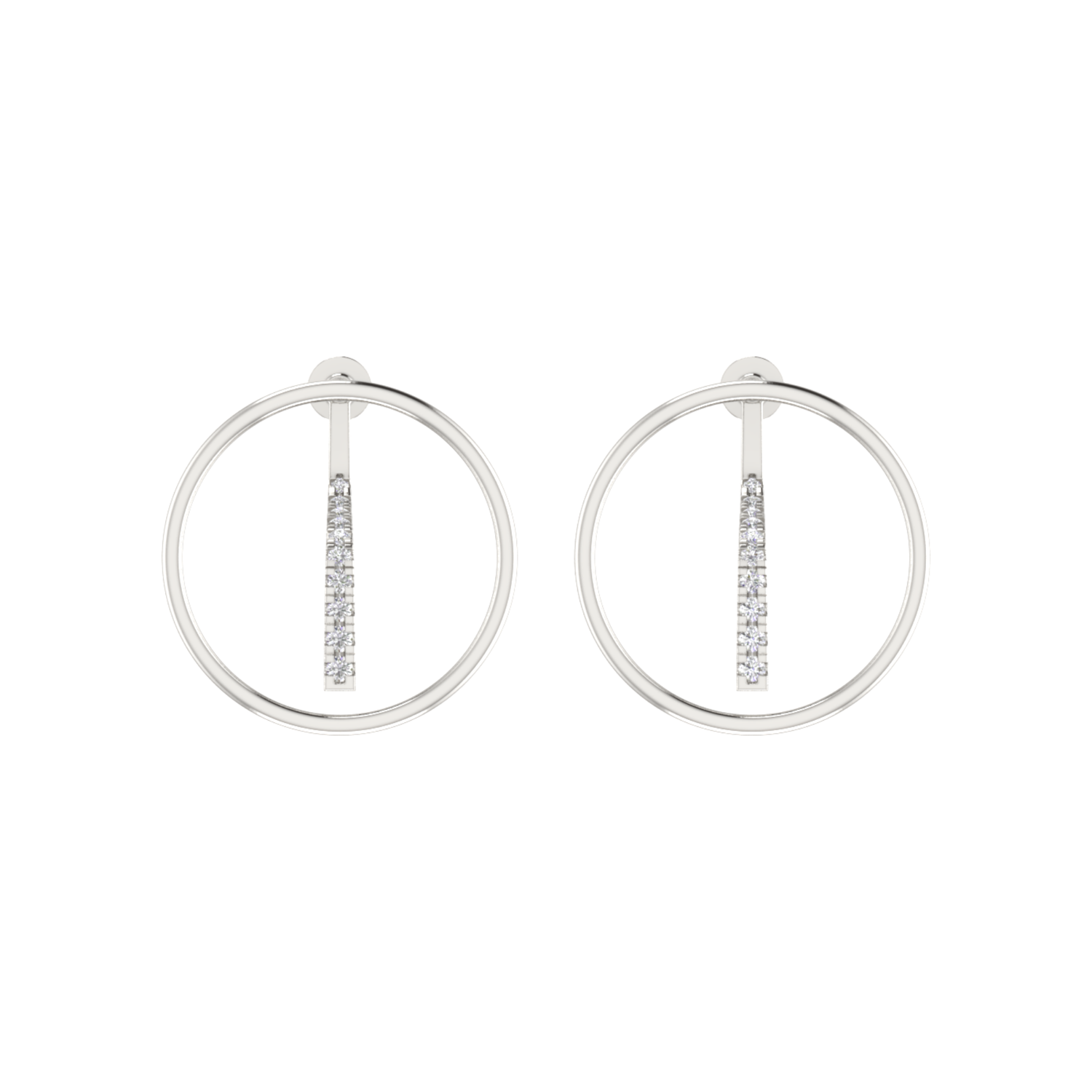 Slant Pave Orbits Platinum Plated Lab Grown Diamond Earrings